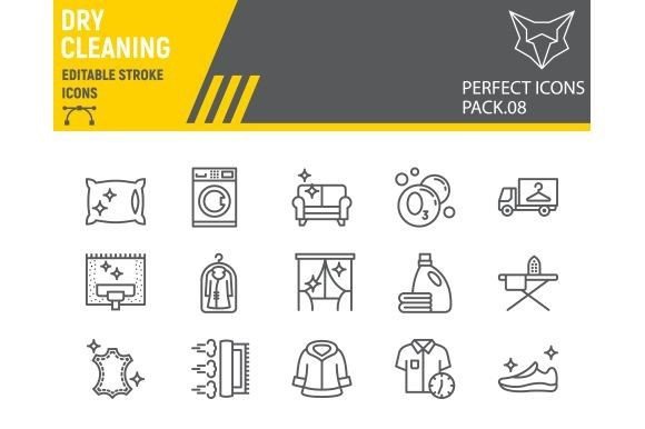 Download Dry Cleaning Line Icon Set - Icon set Collection