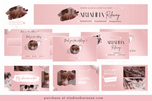 Download Rosegold Youtube Branding Kit Canva - Youtube Collection