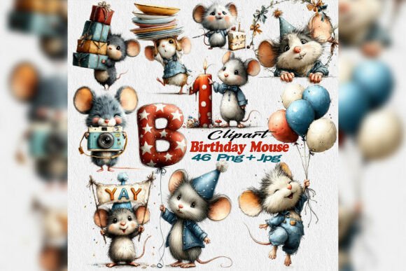 Download Birthday Mouse Clipart PNG Party Set - Mouse Collection