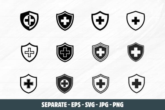 Download Medical Shield with Cross Icon Set - Icon set Collection