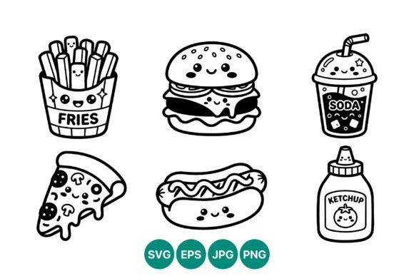Download Cute Fast Food Kawaii Icon Set - Icon set Collection