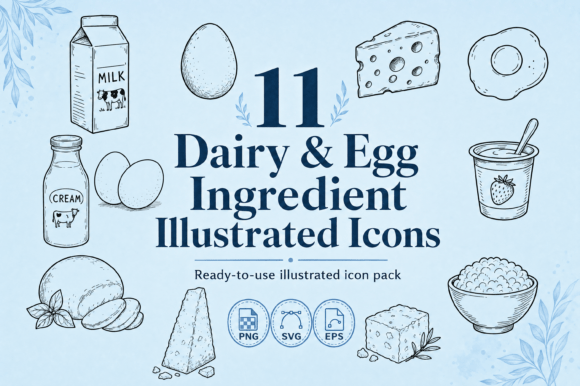 Download 11 Food Icon Set Dairy Egg - SVG PNG EPS - Icon set Collection
